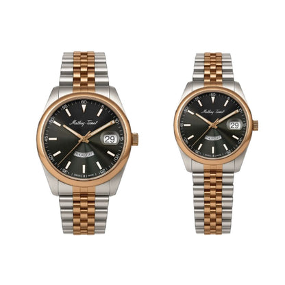 Mathey Tissot Swiss Made Quartz Mathy Day-Date Black Dial Analog Watches For Gents &amp; Ladies - P510RS