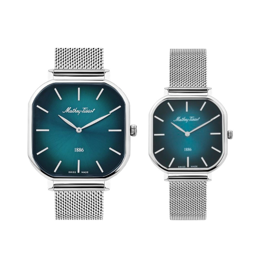 Mathey Tissot Swiss Made Quartz Monsoon Square Green Dial Analog Couples Watches - P7917AV