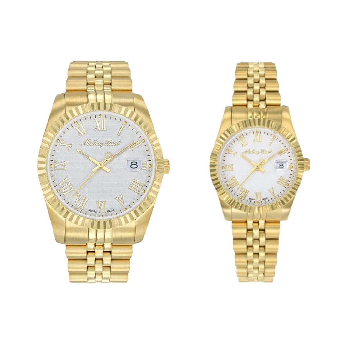 Mathey Tissot Swiss Made Quartz Mathy III Roman White Dial Analog Couples Watches - P810PBRI
