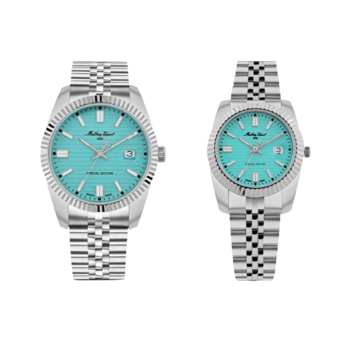 Mathey Tissot Swiss Made Quartz Special Edition Blue Dial Analog Couples Watches - P810TI
