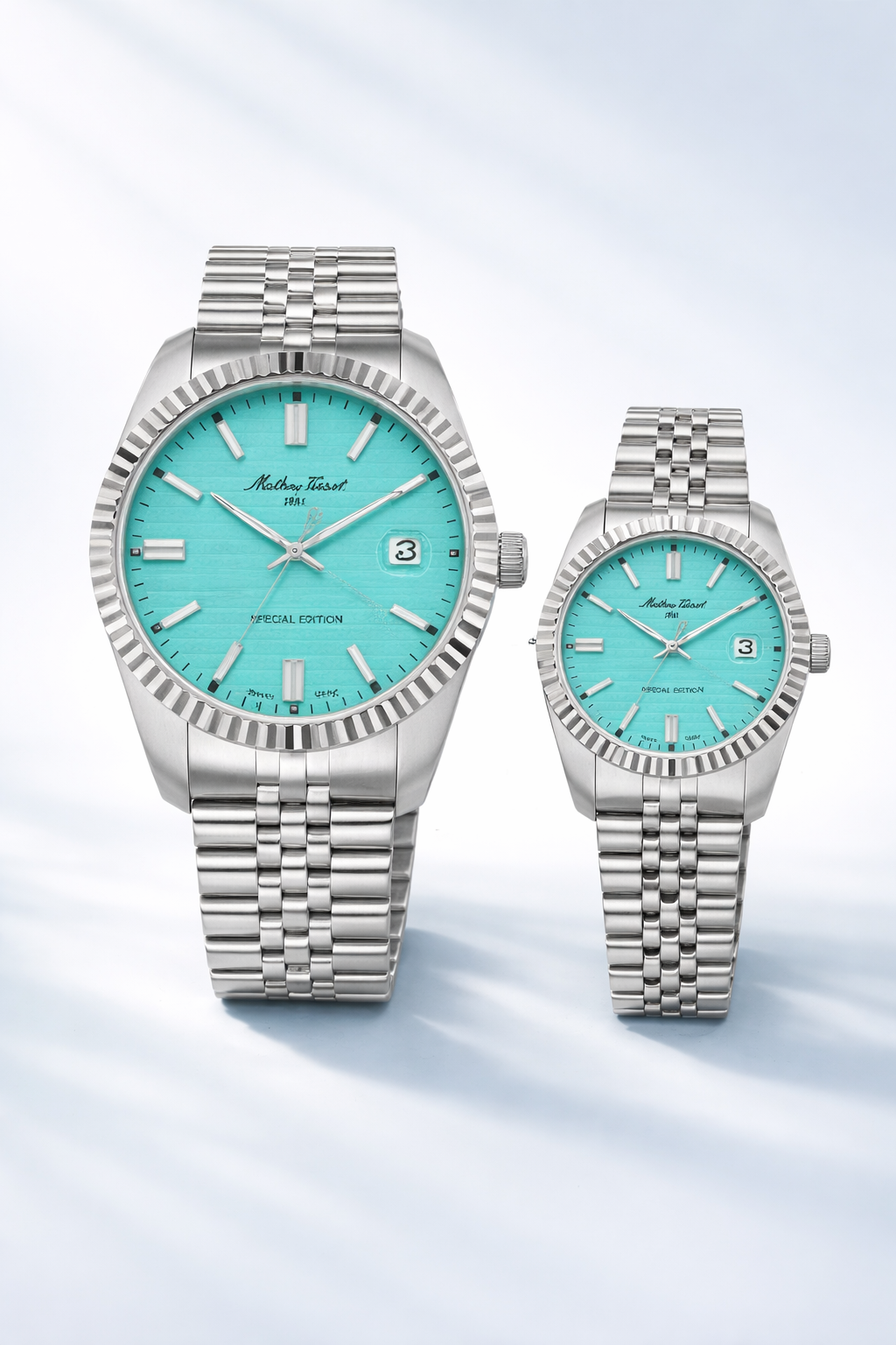 Mathey Tissot Swiss Made Quartz Special Edition Blue Dial Analog Couples Watches - P810TI