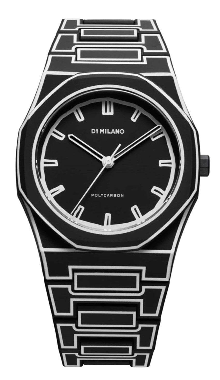 D1 Milano Polycarbon Dial Black Watch for Gents - PCBJ33