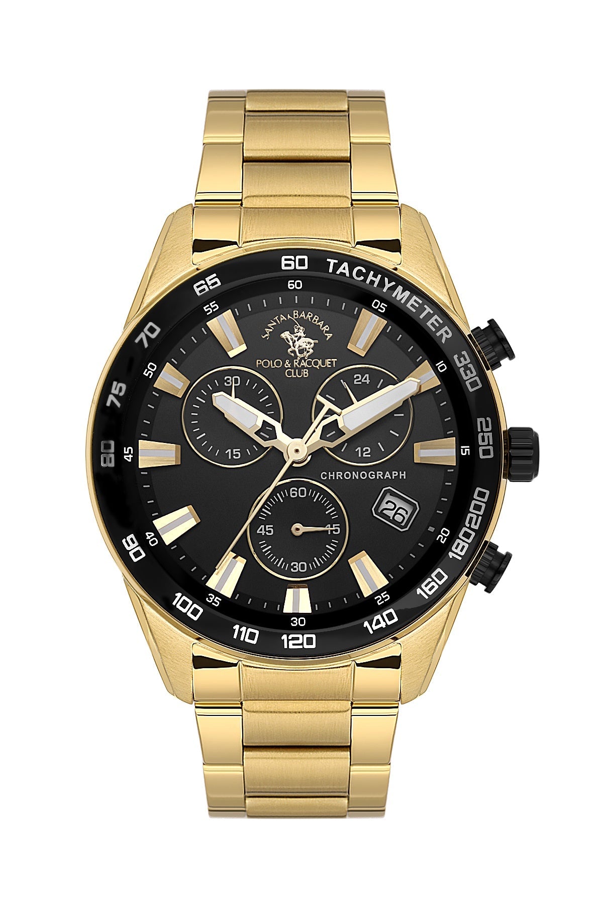SANTA BARBARA POLO &amp; RACQUET CLUB Quartz VR34B14 Movement Black Dial Analouge Watch For- Gents SB.1.10430-8