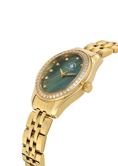 Santa Barbara Polo &amp; Racquet Club Quartz Green Dial Watch For - Ladies SB.1.10620-3