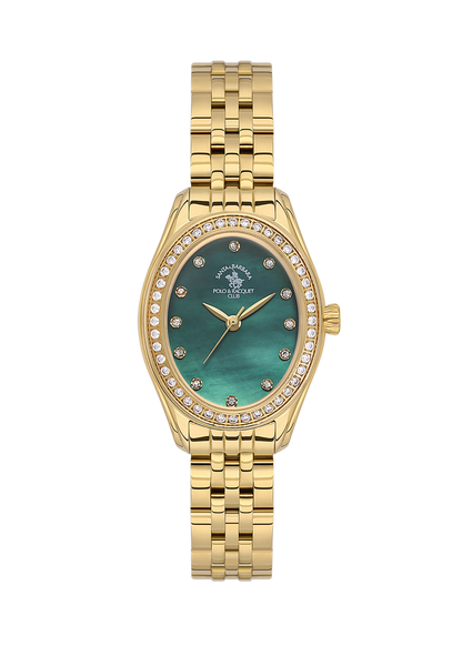 Santa Barbara Polo &amp; Racquet Club Quartz Green Dial Watch For - Ladies SB.1.10620-3