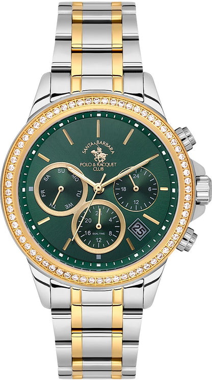 Santa Barbara Polo &amp; Racquet Club  Quartz Green Dial Watch - For Ladies SB.1.10621-5