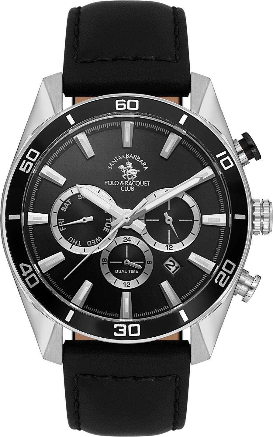 Santa Barbara Polo &amp; Racquet Club  Quartz Black Dial Watch - For Gents SB.1.10627-1