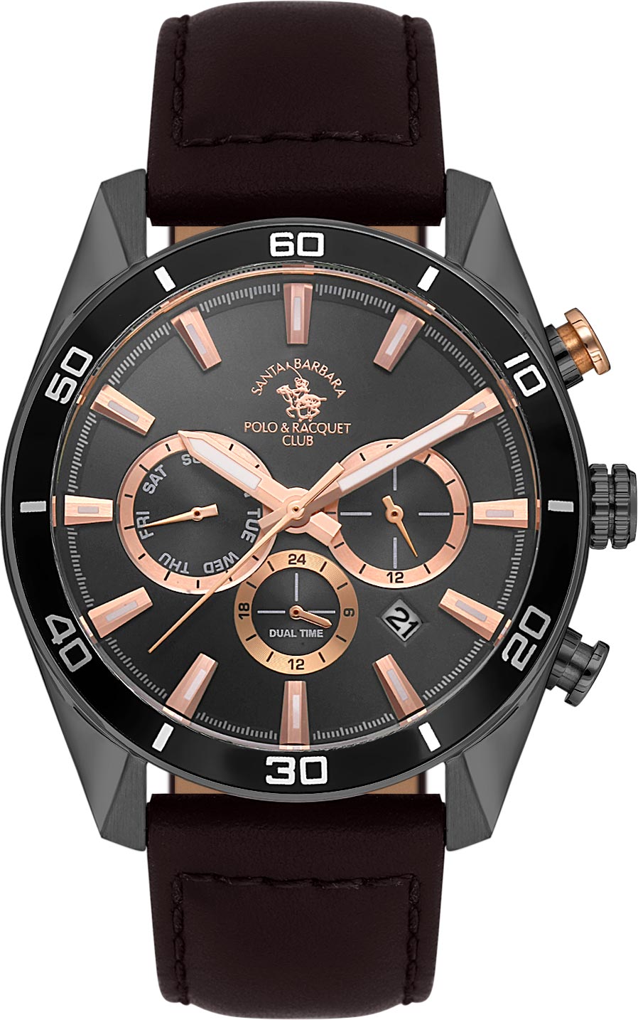 Santa Barbara Polo &amp; Racquet Club  Quartz Black Dial Watch - For Gents SB.1.10627-5