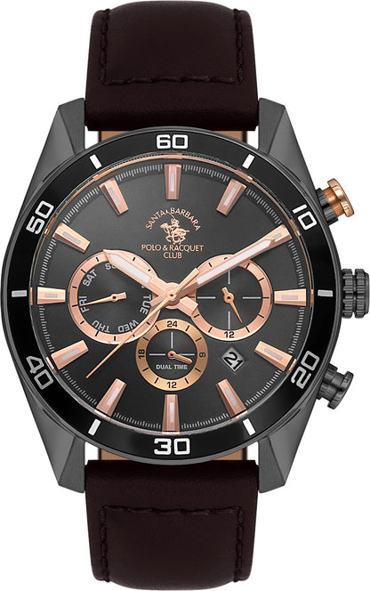 Santa Barbara Polo &amp; Racquet Club  Quartz Black Dial Watch - For Gents SB.1.10627-5