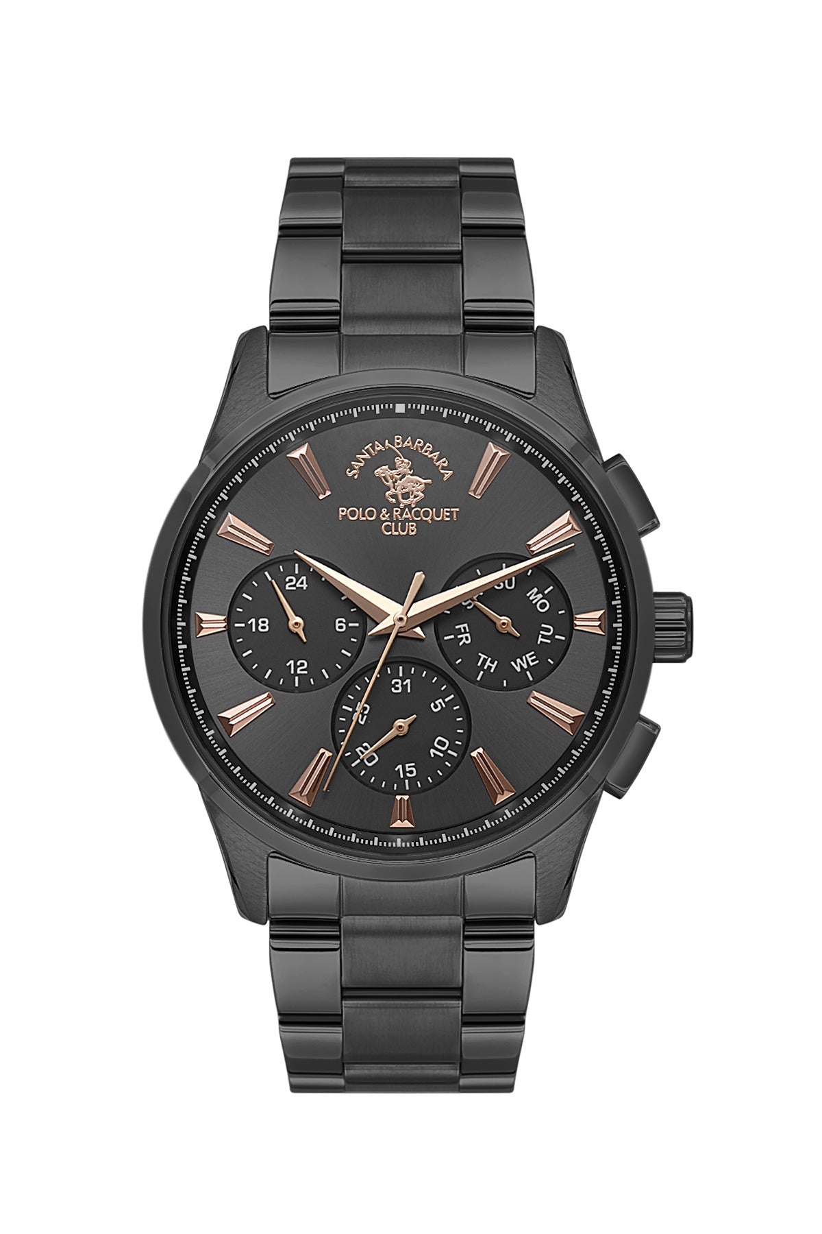 SANTA BARBARA POLO &amp; RACQUET CLUB Quartz VX9JE1 Movement Black Dial Analouge Watch For- Gents SB.1.10648-5