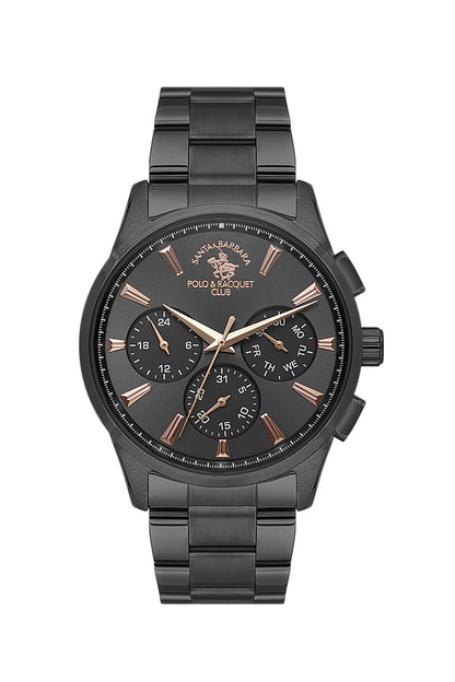 SANTA BARBARA POLO &amp; RACQUET CLUB Quartz VX9JE1 Movement Black Dial Analouge Watch For- Gents SB.1.10648-5