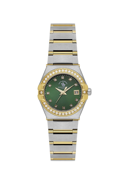 SANTA BARBARA POLO &amp; RACQUET CLUB Quartz VX82E11S Movement Green Dial Analouge Watch For- Ladies SB.1.10656-4