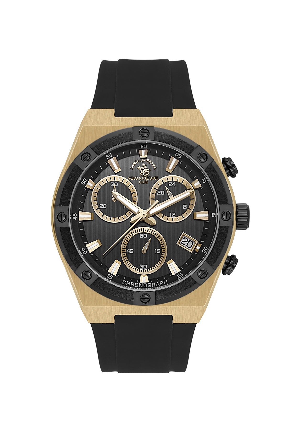 SANTA BARBARA POLO &amp; RACQUET CLUB Quartz VR34B14 Movement Black Dial Analouge Watch For- Gents SB.1.10659-3