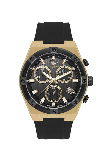 SANTA BARBARA POLO &amp; RACQUET CLUB Quartz VR34B14 Movement Black Dial Analouge Watch For- Gents SB.1.10659-3