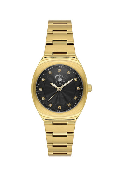 SANTA BARBARA POLO &amp; RACQUET CLUB Quartz 2035 Movement Black Dial Analouge Watch For- Ladies SB.1.10665-3