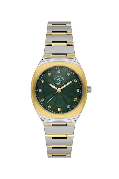 SANTA BARBARA POLO &amp; RACQUET CLUB Quartz 2035 Movement Green Dial Analouge Watch For- Ladies SB.1.10665-5