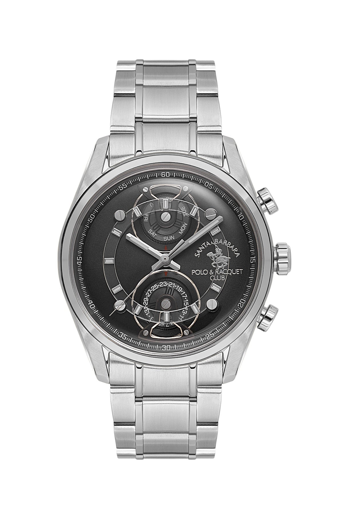 SANTA BARBARA POLO &amp; RACQUET CLUB Quartz VX9PE1 Movement Black Dial Analouge Watch For- Gents SB.1.10666-1
