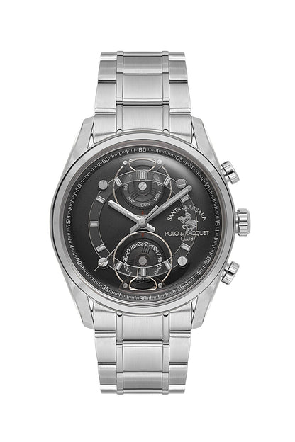 SANTA BARBARA POLO &amp; RACQUET CLUB Quartz VX9PE1 Movement Black Dial Analouge Watch For- Gents SB.1.10666-1