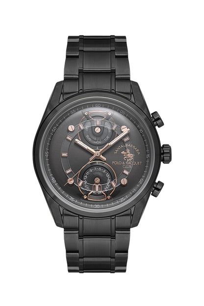 SANTA BARBARA POLO &amp; RACQUET CLUB Quartz VX9PE1 Movement Black Dial Analouge Watch For- Gents SB.1.10666-5