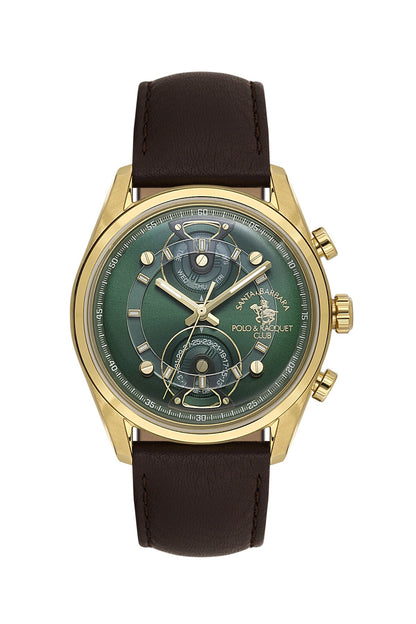 SANTA BARBARA POLO &amp; RACQUET CLUB Quartz VX9PE1 Movement Green Dial Analouge Watch For- Gents SB.1.10667-3