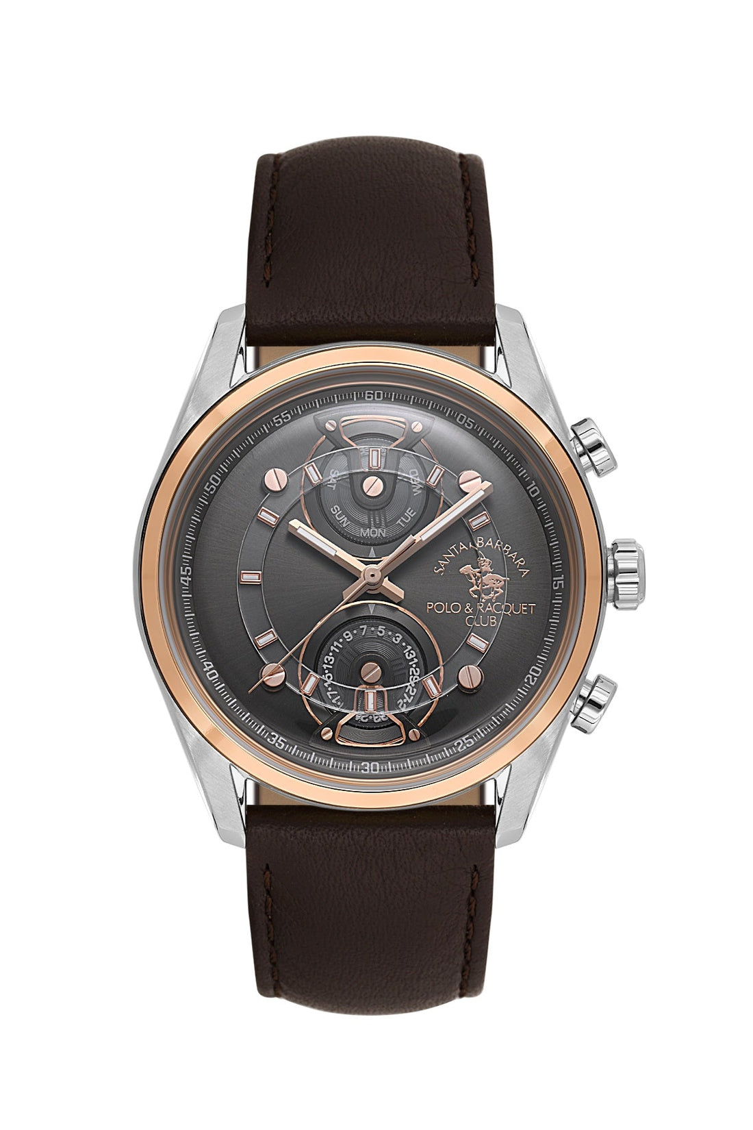 SANTA BARBARA POLO &amp; RACQUET CLUB Quartz VX9PE1 Movement Black Dial Analouge Watch For- Gents SB.1.10667-5