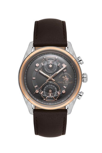 SANTA BARBARA POLO &amp; RACQUET CLUB Quartz VX9PE1 Movement Black Dial Analouge Watch For- Gents SB.1.10667-5