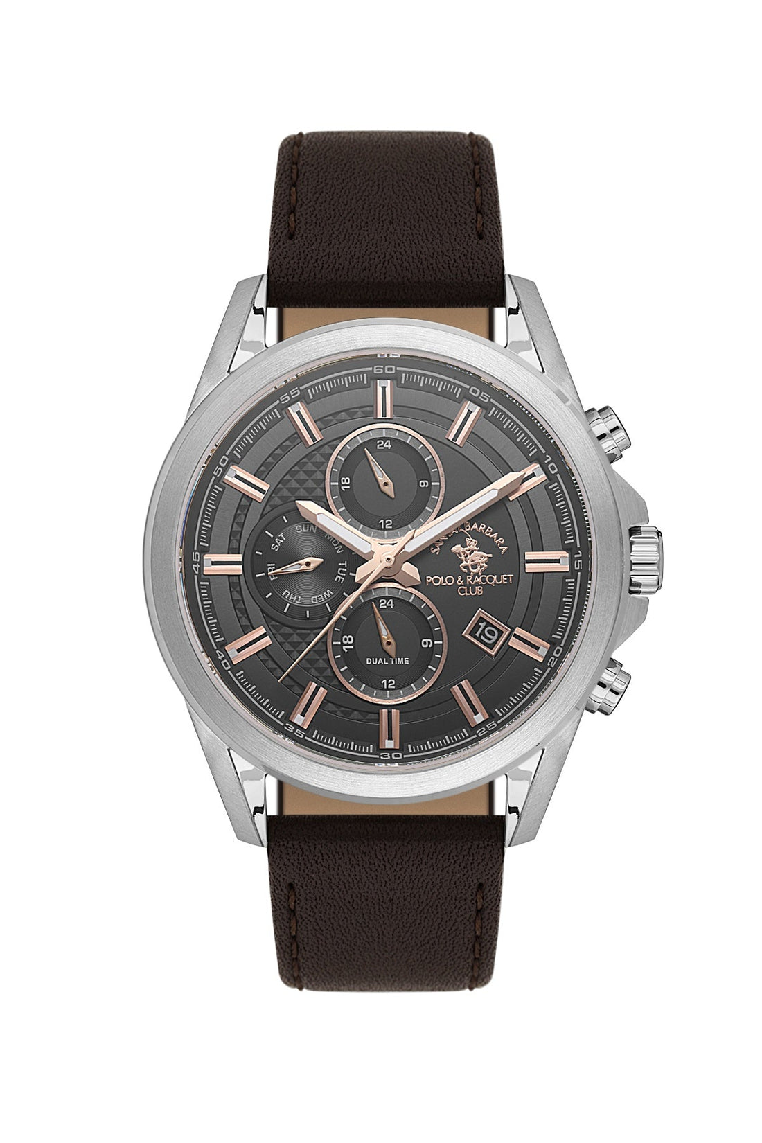 SANTA BARBARA POLO &amp; RACQUET CLUB Quartz JP15-00Y Movement Black Dial Analouge Watch For- Gents SB.1.10676-3