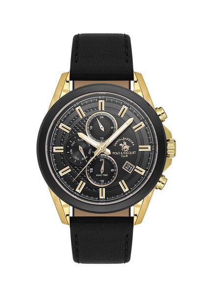SANTA BARBARA POLO &amp; RACQUET CLUB Quartz JP15-00Y Movement Black Dial Analouge Watch For- Gents SB.1.10676-5