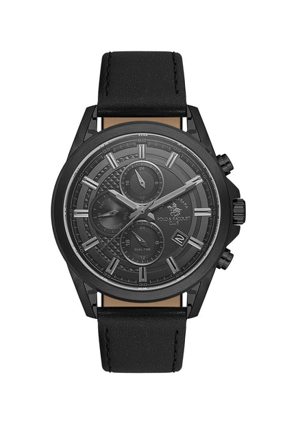 SANTA BARBARA POLO &amp; RACQUET CLUB Quartz JP15-00Y Movement Black Dial Analouge Watch For- Gents SB.1.10676-6