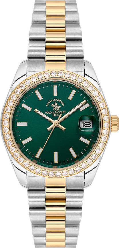 Santa Barbara Polo &amp; Racquet Club  Quartz Green Dial Watch - For Gents SB.4.10017-5