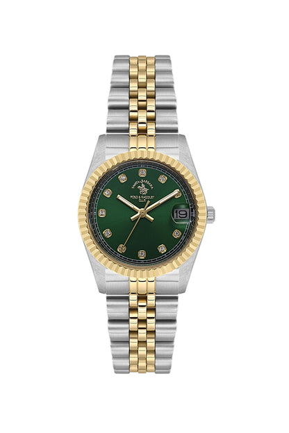SANTA BARBARA POLO &amp; RACQUET CLUB Quartz 2115 Movement Green Dial Analouge Watch For- Ladies SB.4.10034-4