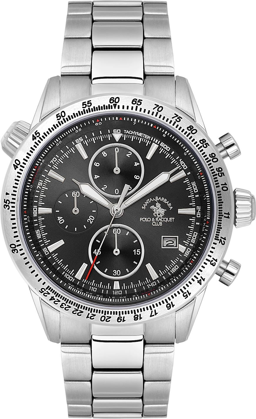 Santa Barbara Polo &amp; Racquet Club  Quartz Black Dial Watch - For Gents SB.5.10003-1