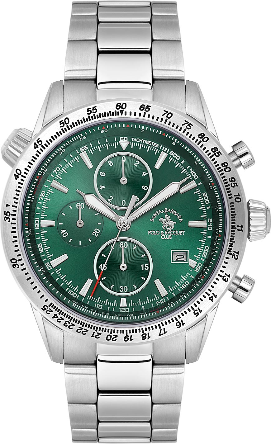Santa Barbara Polo &amp; Racquet Club  Quartz Green Dial Watch - For Gents SB.5.10003-4