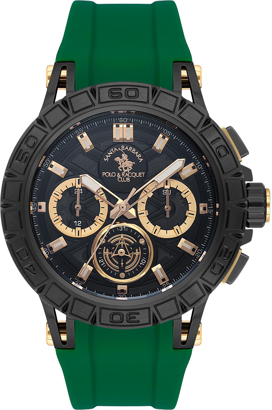Santa Barbara Polo &amp; Racquet Club  Quartz Black Dial Watch - For Gents SB.5.10004-3