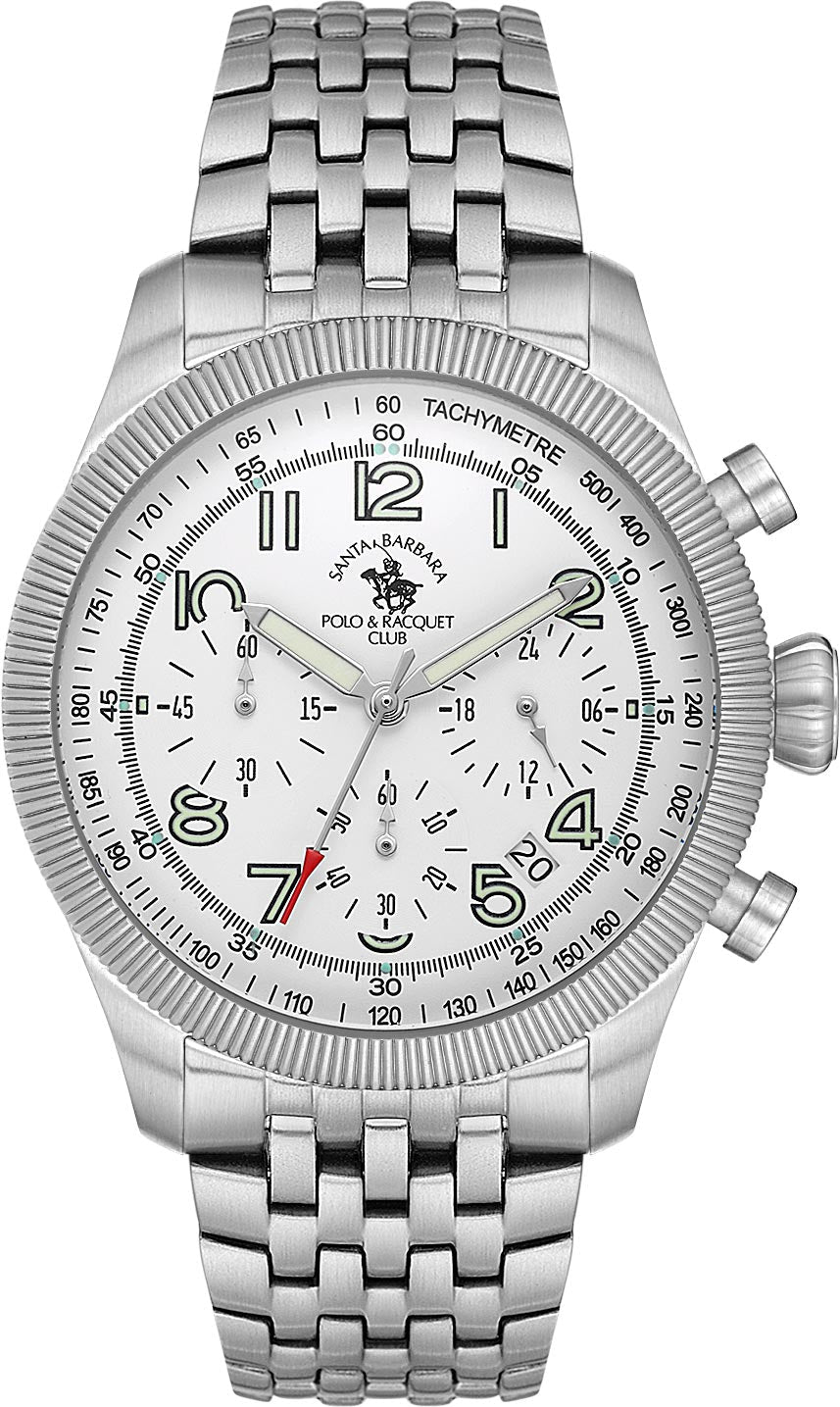 Santa Barbara Polo &amp; Racquet Club  Quartz White Dial Watch - For Gents SB.8.10007-4