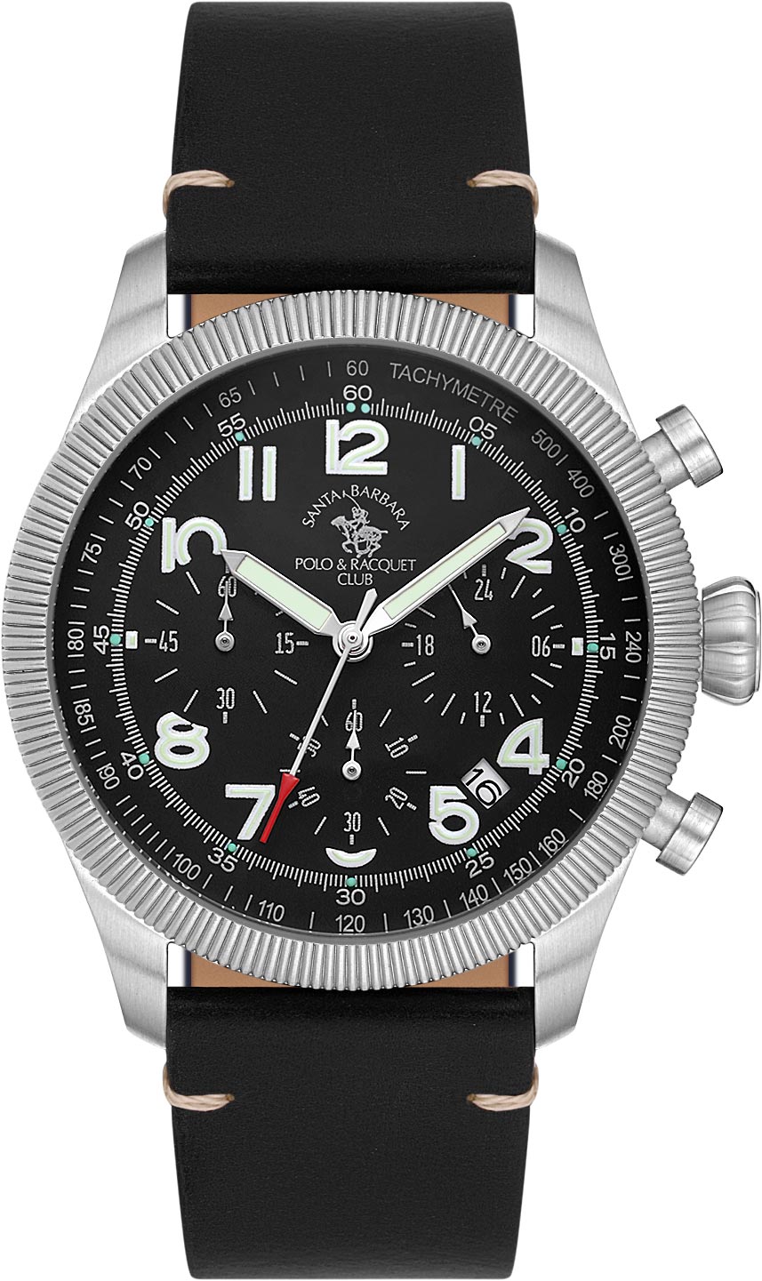 Santa Barbara Polo &amp; Racquet Club  Quartz Black Dial Watch - For Gents SB.8.10008-2