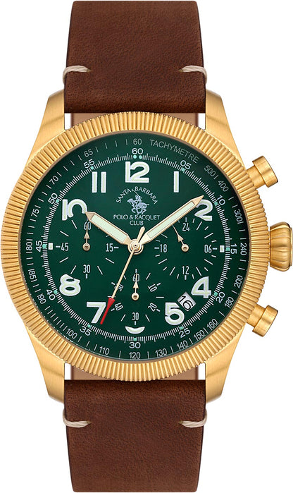Santa Barbara Polo &amp; Racquet Club  Quartz Green Dial Watch - For Gents SB.8.10008-5