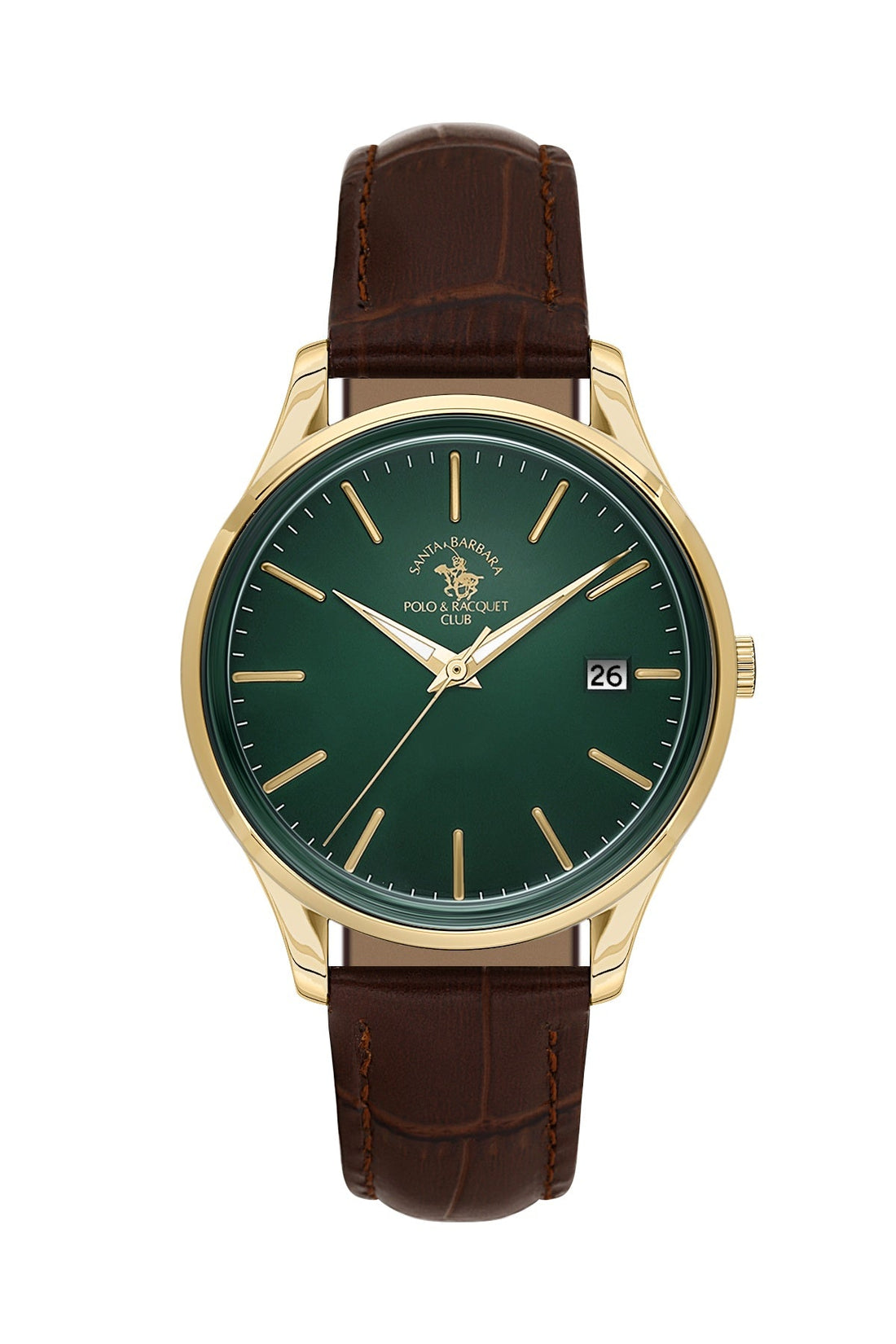 SANTA BARBARA POLO &amp; RACQUET CLUB Quartz Miyota 2317 Movement Green Dial Analouge Watch For- Gents SB.8.10011-5