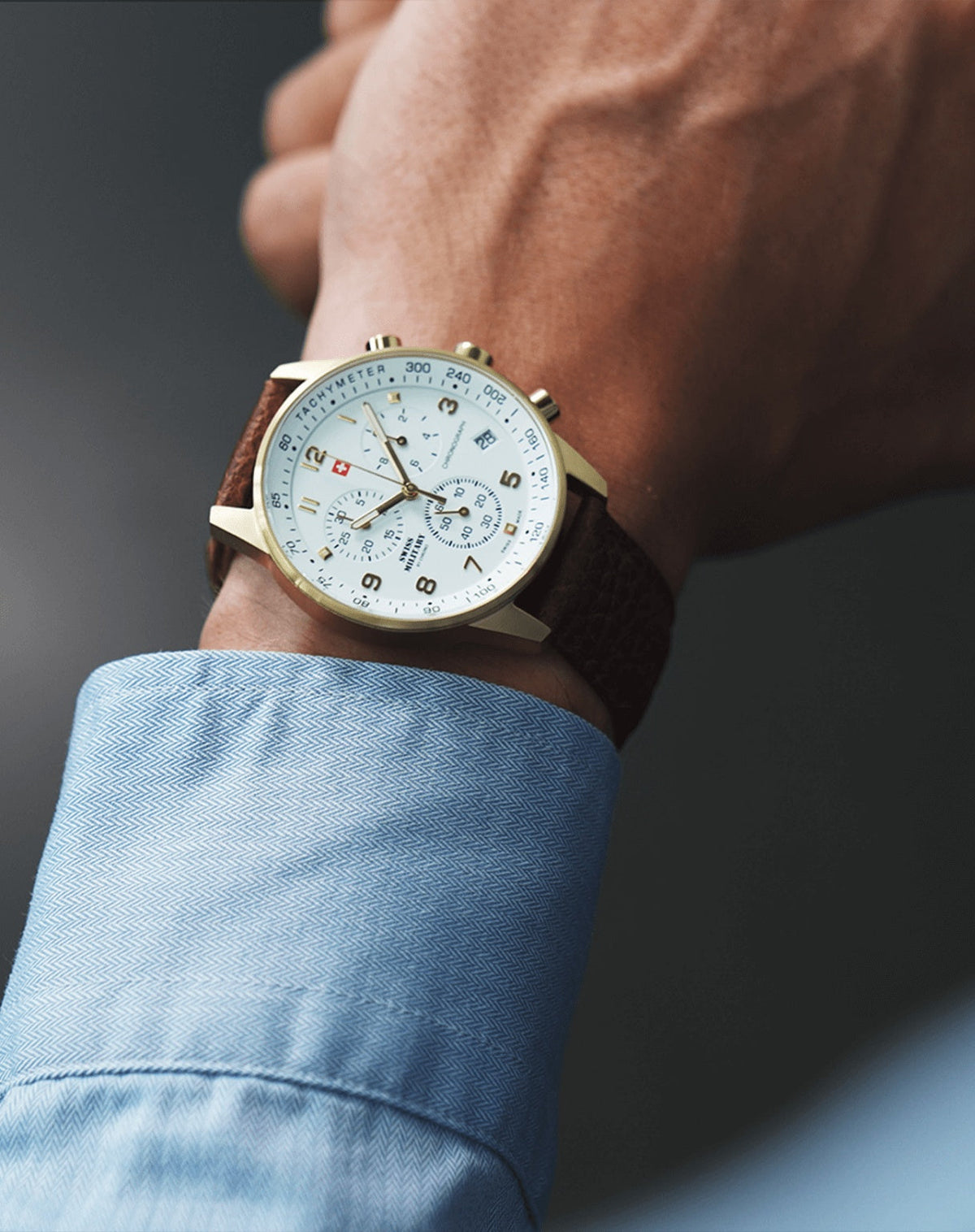 Swiss Military By Chrono Swiss Made Minimalist Chronograph Quartz Gents Watch 41mm SM34012.07