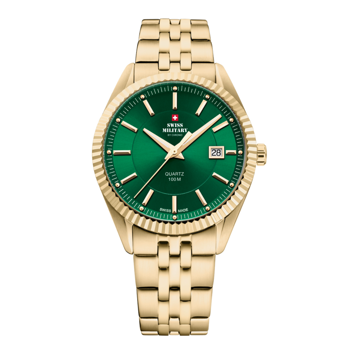Swiss Military By Chrono Swiss Made Quartz Green Dial Analog Watch For Gents - SM34065.11