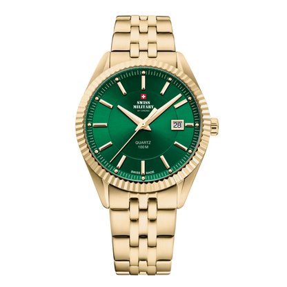 Swiss Military By Chrono Swiss Made Quartz Green Dial Analog Watch For Gents - SM34065.11