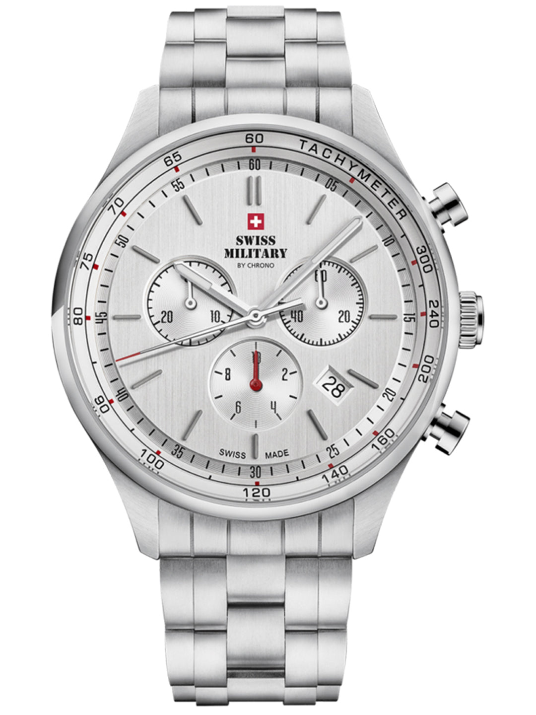 Swiss Military by Chrono Swiss Made Silver Dial Chronograph Watch for Gents - SM34081.02