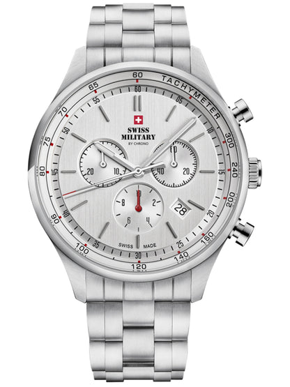 Swiss Military by Chrono Swiss Made Silver Dial Chronograph Watch for Gents - SM34081.02