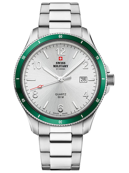 Swiss Military by Chrono Swiss Made Silver Dial Analog Watch for Gents - SM34096.04