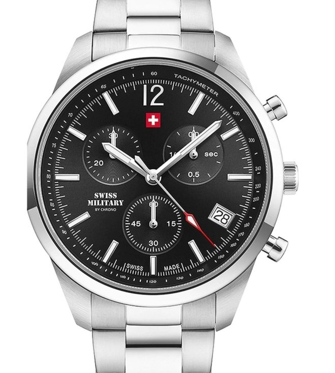 Swiss Military by Chrono Swiss Made Black Dial Chronograph Watch for Gents - SM34097.01