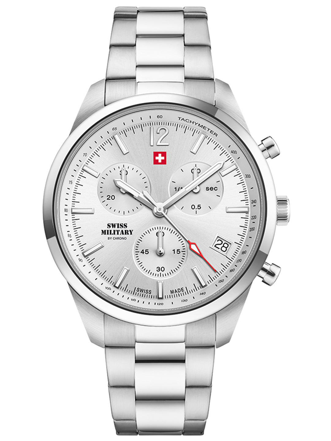Swiss Military by Chrono Swiss Made White Dial Chronograph Watch for Gents - SM34097.02