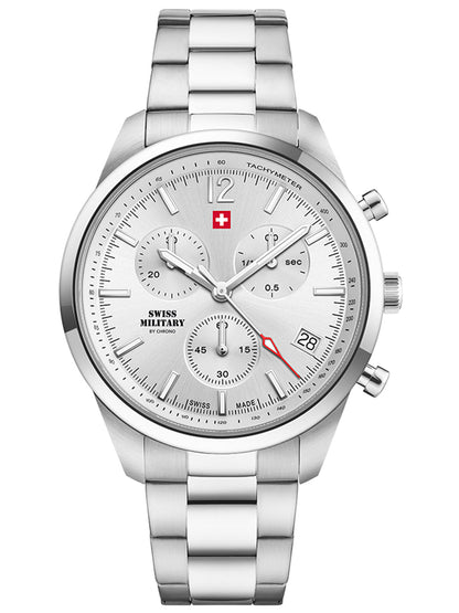 Swiss Military by Chrono Swiss Made White Dial Chronograph Watch for Gents - SM34097.02