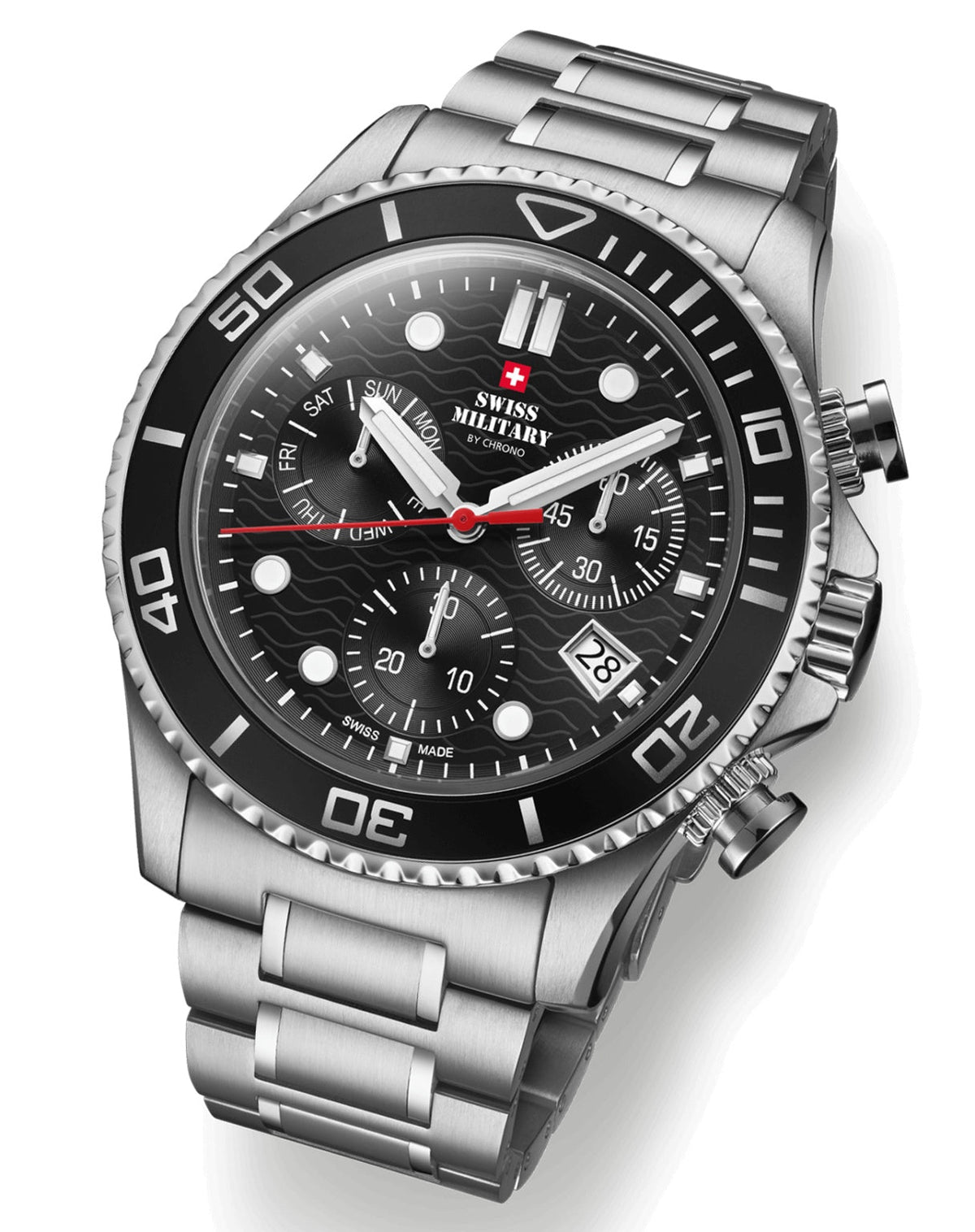 Swiss Military By Chrono Swiss Made The Stylish Military Chronograph Quartz Gents Watch 46mm SM34101.01