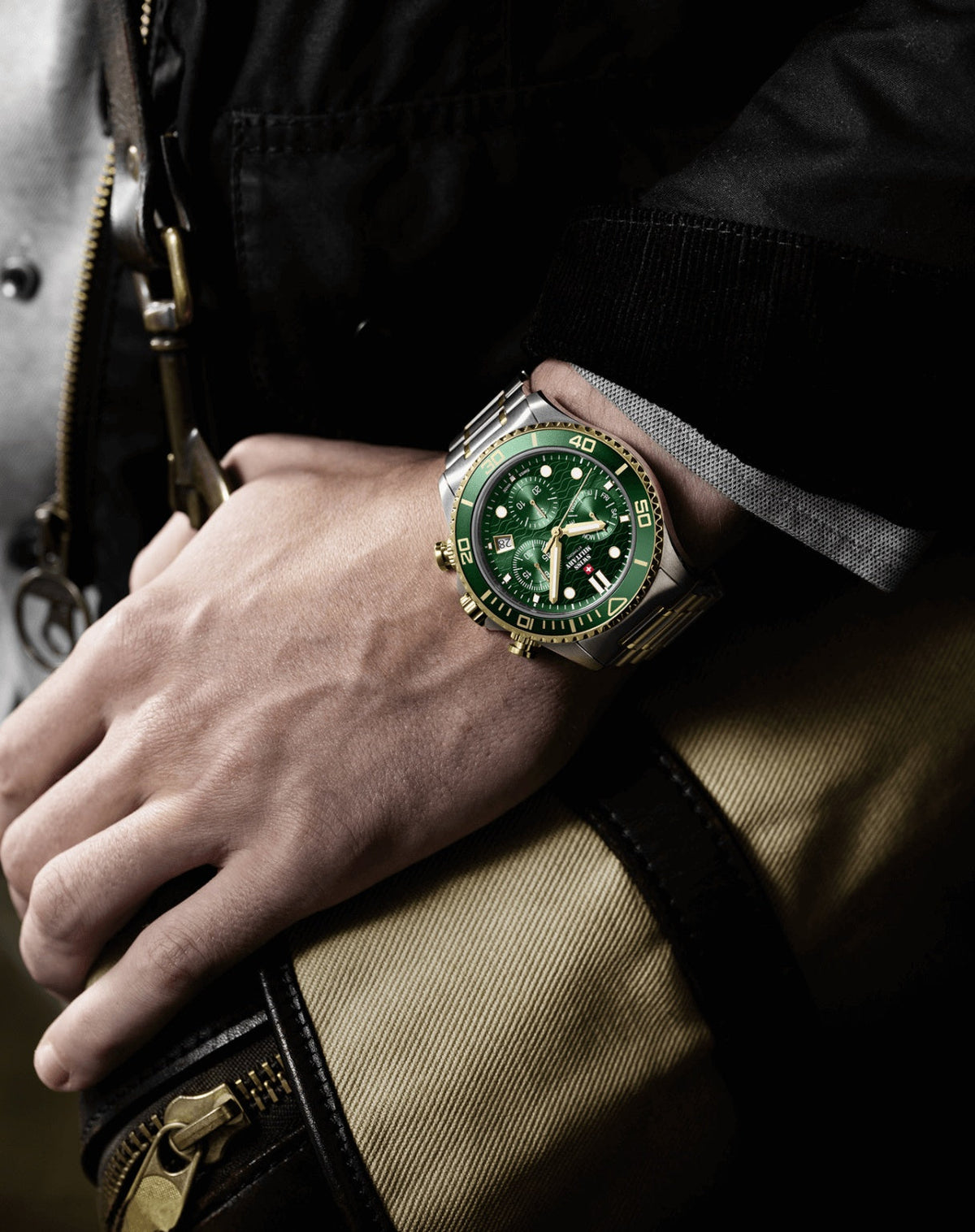 Swiss Military By Chrono Swiss Made The Stylish Military Chronograph Quartz Gents Watch 46mm SM34101.05