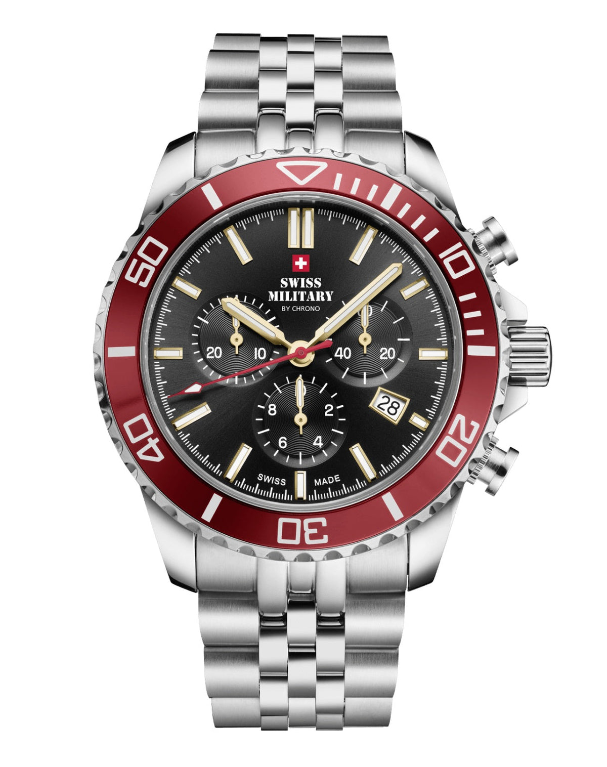 Swiss Military By Chrono Swiss Made Sports Chronograph Quartz Gents Watch 43mm SM34103.03